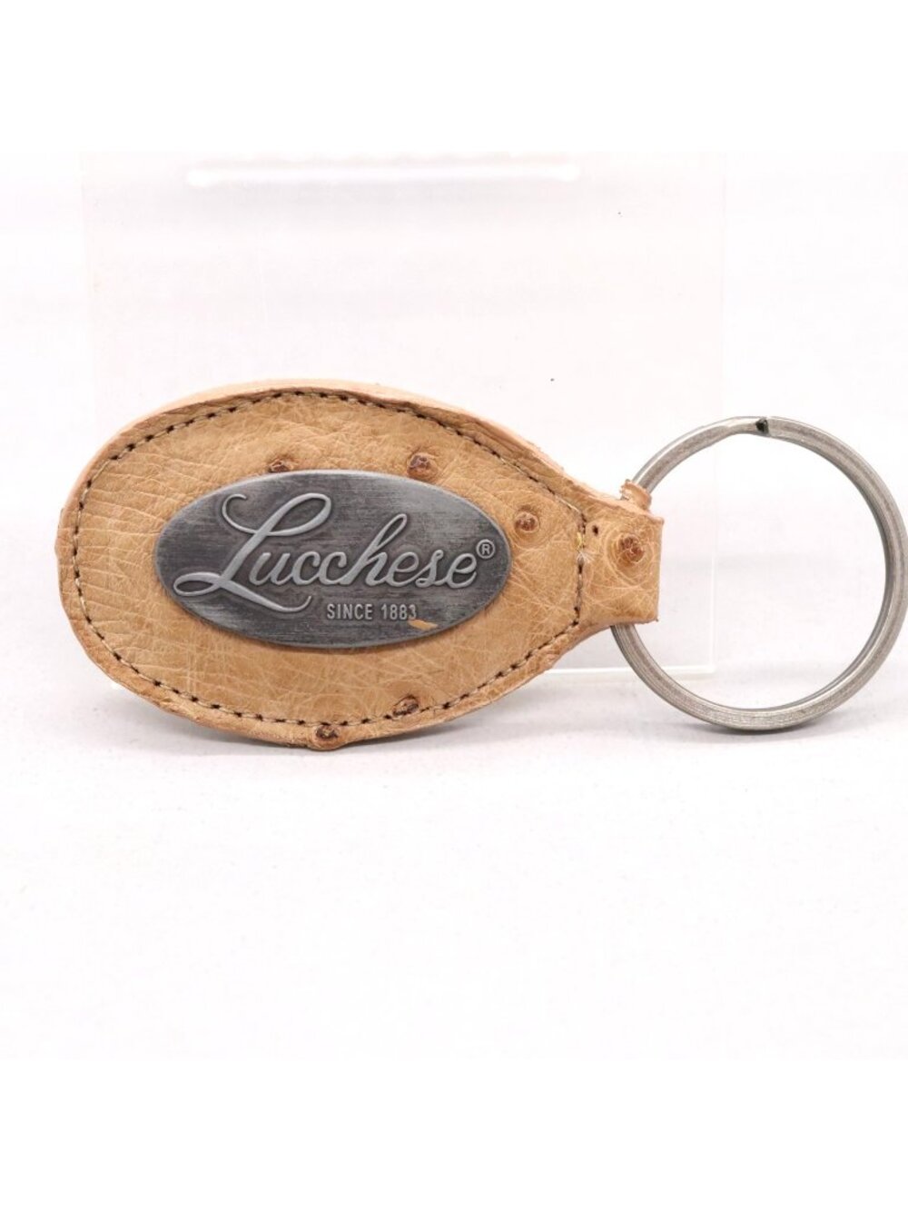 Lucchese Ostrich Leather Keychain Keyfob NOS Vintage f